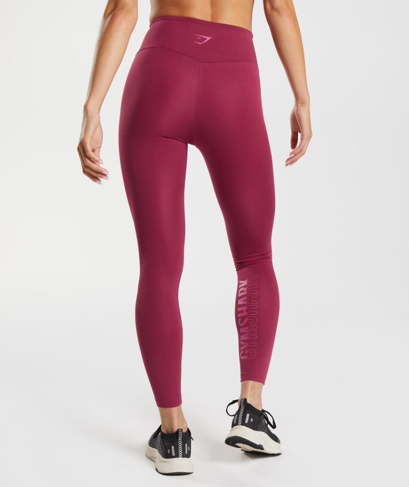 Women\'s Gymshark Graphics Fraction Leggings Fuchsia | CA 56D38A